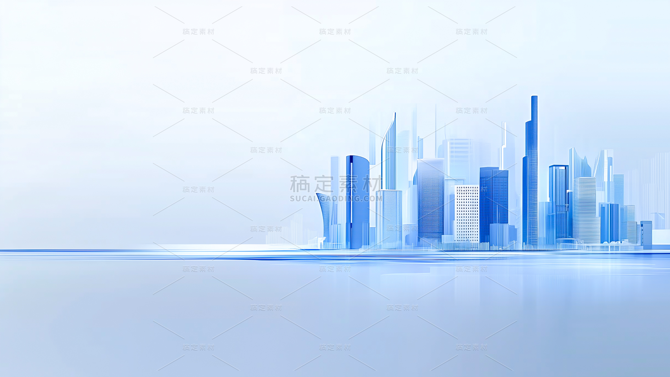 建筑系列通用3D简约城市背景