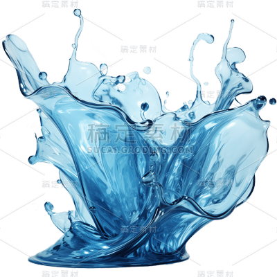蓝色水花元素