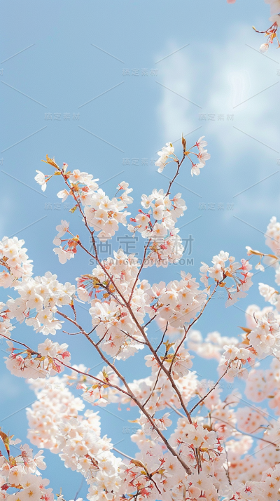 植物通用实景樱花天空仰拍场景背景图片素材