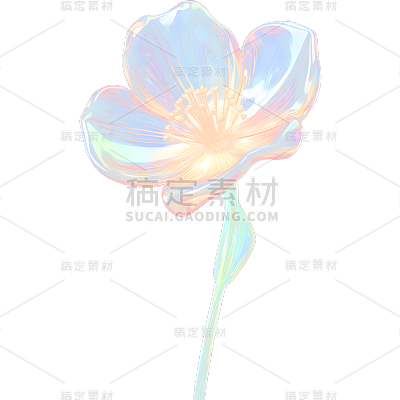 通用玻璃质感立体3D花朵花卉免抠元素