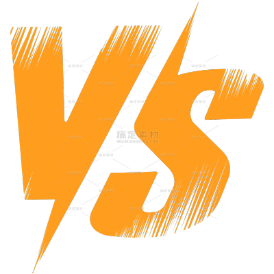 艺术字橙色扁平风闪电VS