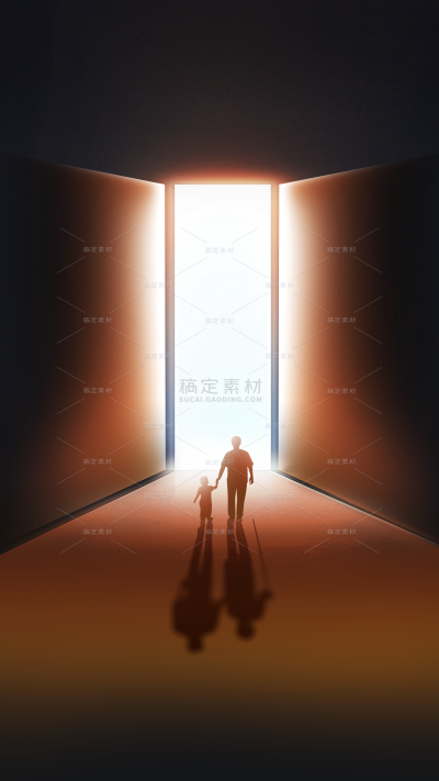 父亲节肌理光感人物剪影门背景