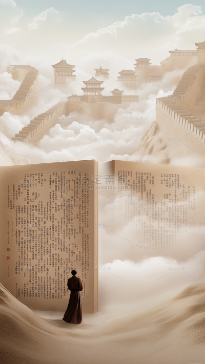 教育系列中国风国学微缩书本背景