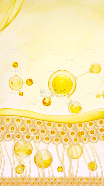 美妆系列科技通透感皮肤表面黄色系分子特效组合