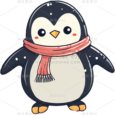 冬天冬日冬季手绘卡通儿童企鹅元素