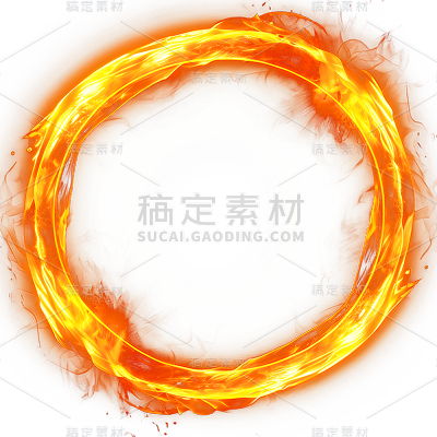 通用红色火圈燃烧的火焰圈元素贴纸