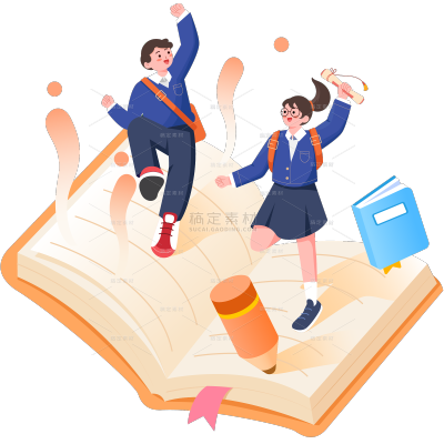 教育系列多名学生学习书本元素