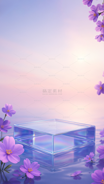 七夕唯美光感渐变玻璃展台背景