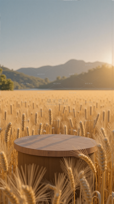 芒种实景感光影麦田天空展台背景