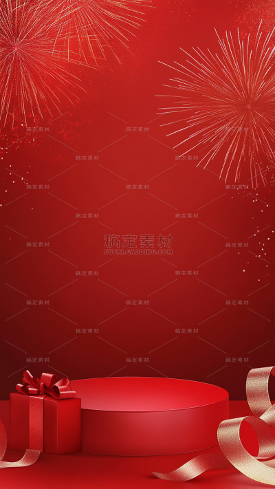 年货节元旦新年促销氛围展台背景