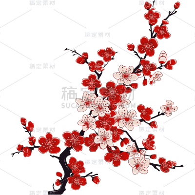 中国风水墨国画梅花