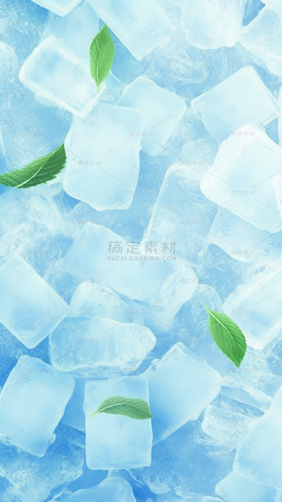 夏天套系实景冰块蓝色清新背景图片素材