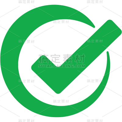 图标系列-通用-绿色规则对号线条+方框贴纸