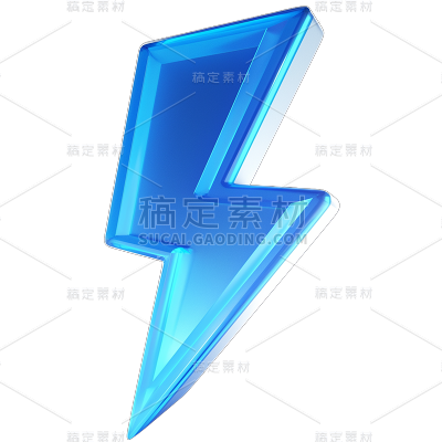 气象系列3D立体蓝色闪电