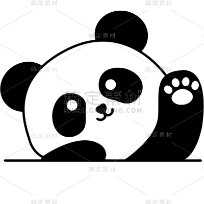 通用描边扁平风插画熊猫贴纸元素素材