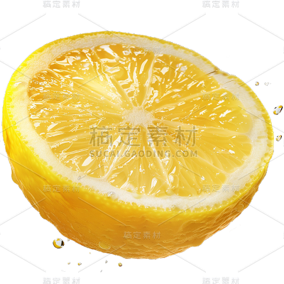 夏季果蔬通用半个柠檬切面元素素材