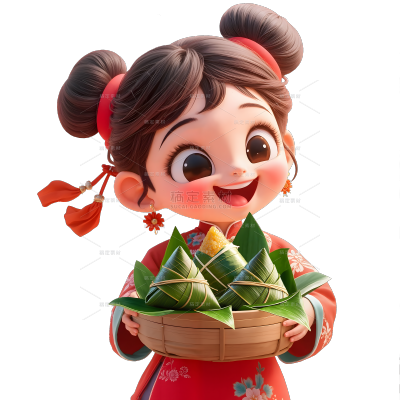 端午节软3D风女孩哪吒粽子元素