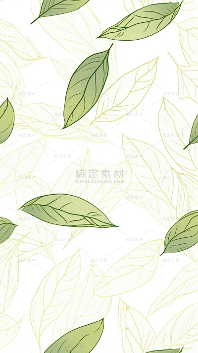 植物通用插画平铺树叶背景场景图片素材