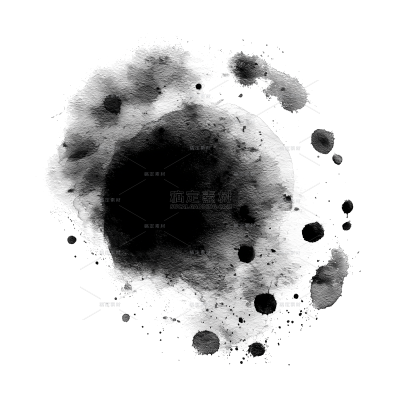 中国风毛笔黑色水墨画泼墨笔迹元素