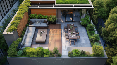 建筑系列通用屋顶花园设计俯视图片
