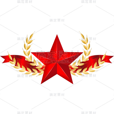建军节八一建军节插画红色五角星装饰元素素材