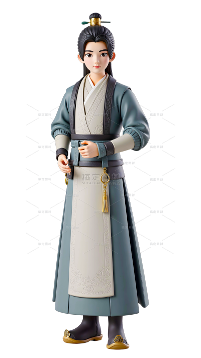 中国风3D古风汉服形象帅气年轻男生元素