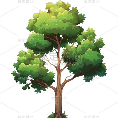 植物动漫风插画树元素素材