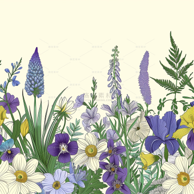 常规系列通用线性插画彩色鲜花背景素材