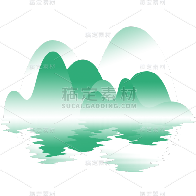 风光系列通用插画平面组合渐变山川贴纸元素素材
