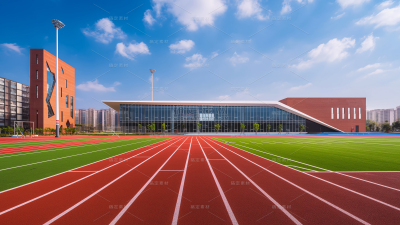 建筑系列学校操场跑道实景图