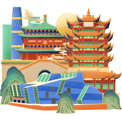 国庆通用国潮地标建筑场景贴纸