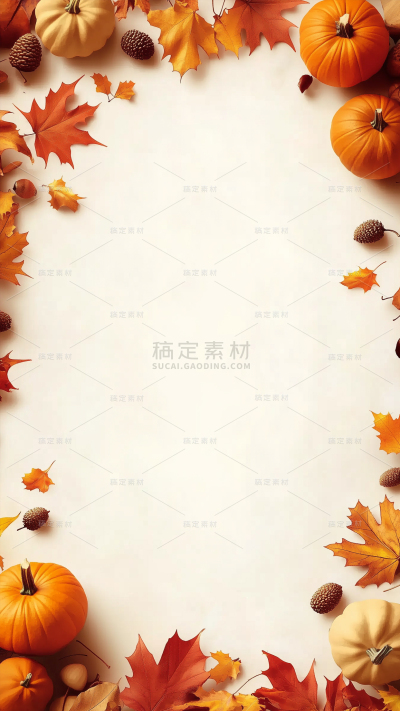 感恩节通用枫叶南瓜边框背景