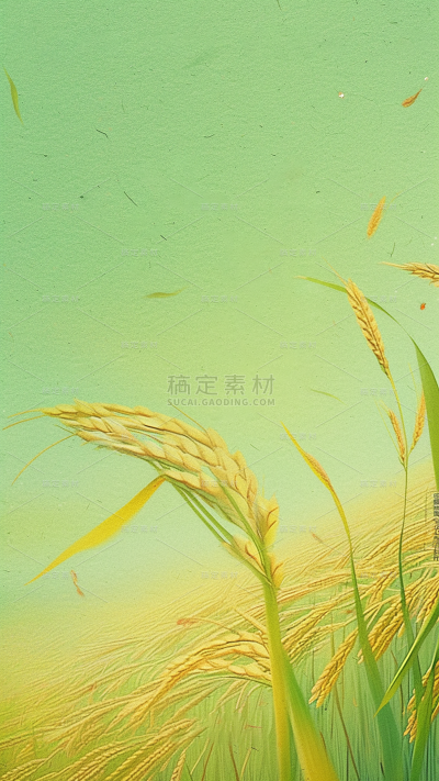 二十四节气传统节日小满油画小麦麦穗背景素材
