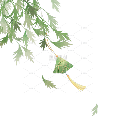 端午节国风水墨竹叶粽子山艾草粽叶元素