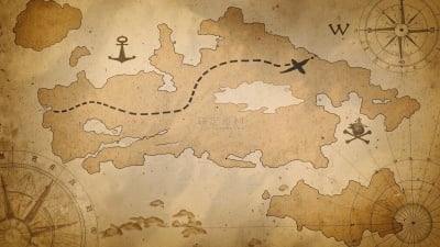 交通系列复古风航海航线地图插画（td）
