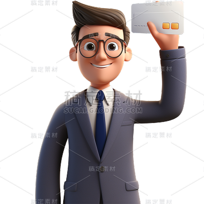 通用软3D立体银行保险销售金融人物贴纸