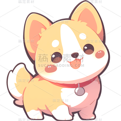 动物系列扁平插画小狗贴纸
