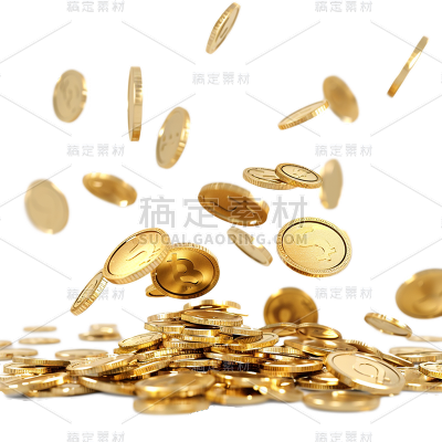 促销通用金币堆3D金币山元素素材