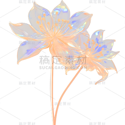 通用玻璃质感立体3D花朵花卉免抠元素
