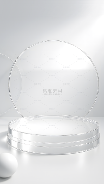 背景系列高级感冷色系玻璃展台白色背景