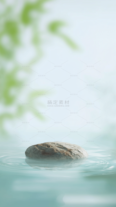 背景系列清新感树叶阴影水面展台背景