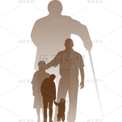 父亲节简约父子人物剪影元素素材