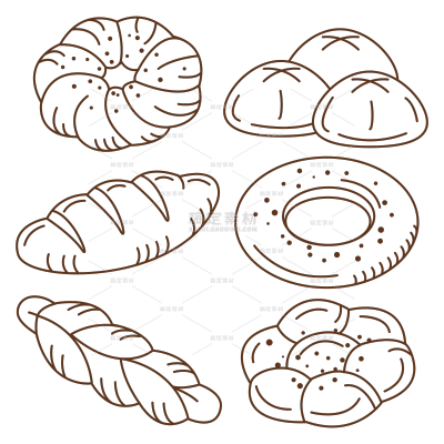 美食系列插画手绘面包矢量图贴纸