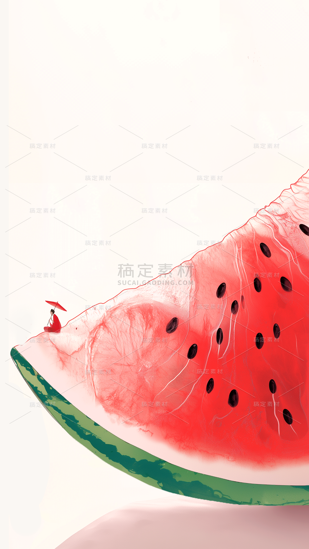 果蔬系列通用新国风水墨水果背景素材
