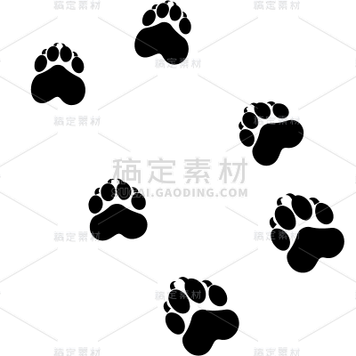 通用单色矢量黑色熊掌动物贴纸元素素材