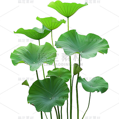 夏天通用实景荷叶绿色植物元素素材