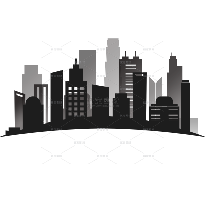 常规通用插画城市建筑组合剪影元素素材