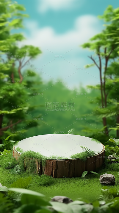 通用电商促销户外绿植场景3D立体C4D场景背景图片素材
