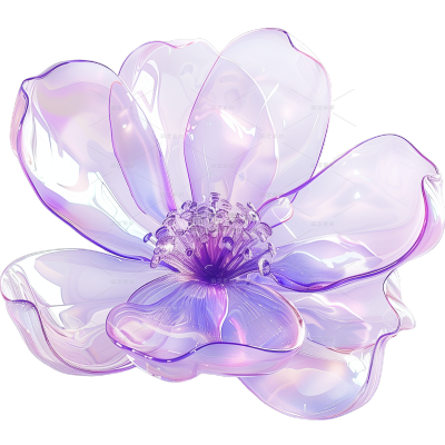 珠宝系列3D立体粉紫色水晶花朵元素