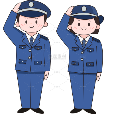 常规通用卡通警察人物组合元素